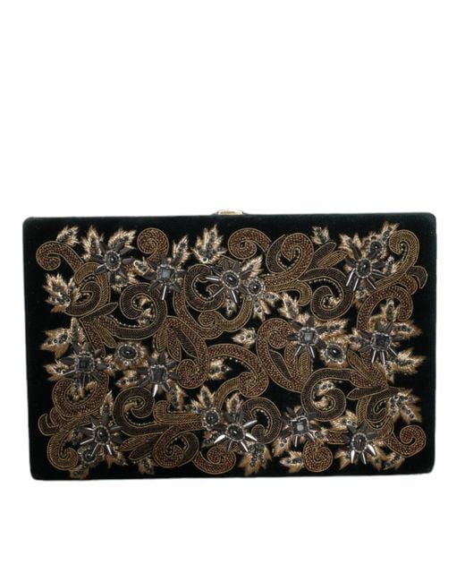 Dolce & Gabbana Black Velvet Frame Clutch Evening Party Purse Bag