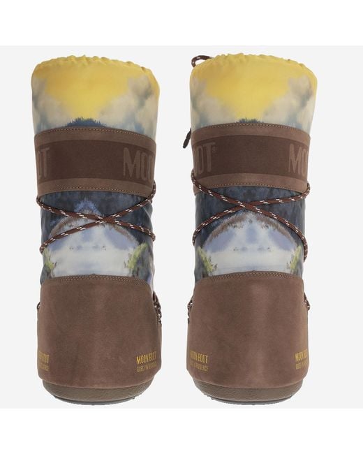 Moon Boot Blue Icon Boots With Landscape Print Leather