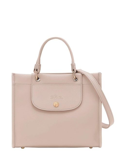 Longchamp Natural Handbag With Embossed Logo On The Front And Adjustable And Removable Shoulder Strap