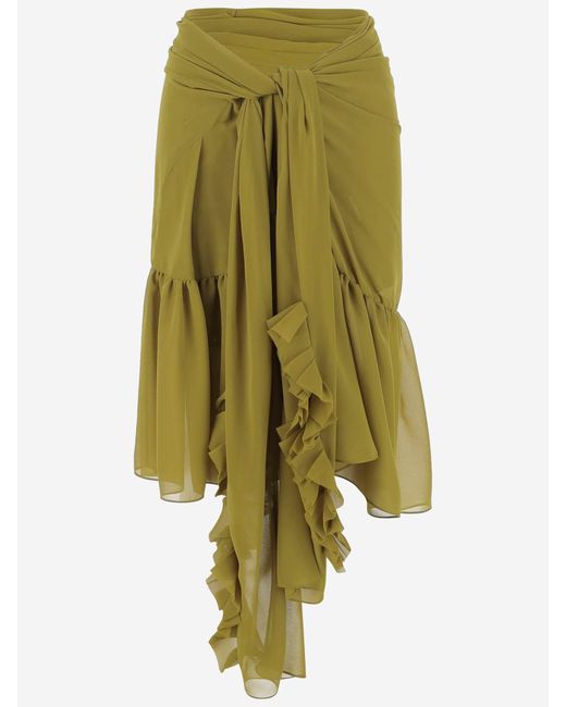スカート Dries Van Noten Nylon Skirt With Ruffles Dries Van Noten Nylon Skirt With Ruffles in Green | Lyst UK