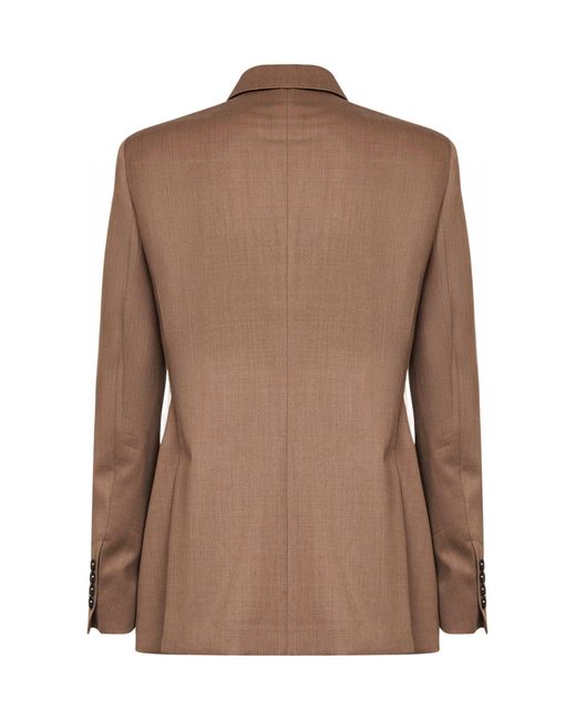 Max Mara Brown Hazelnut Twill Mxmcupola Double-Breasted Blazer