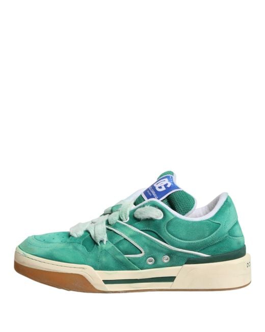 Dolce & Gabbana Green Suede New Roma Low Top Sneakers Shoes Leather (Suede) for men