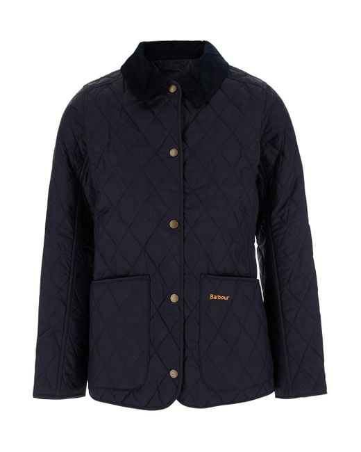 Barbour Blue Quilted Jacket With Contrast Collar