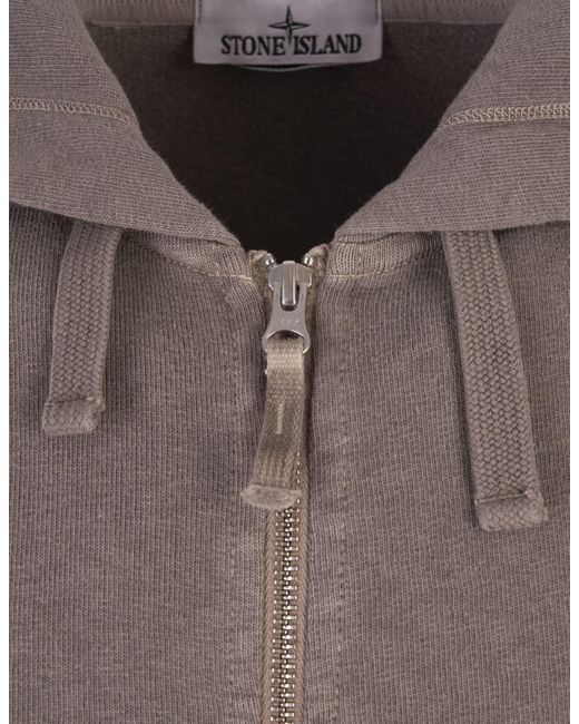 Stone Island Gray Dove Zip-up Hoodie With Old Treatment for men