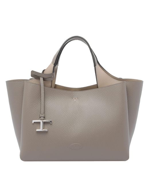 Tod's Gray Mini Handbag With T Timeless Charm