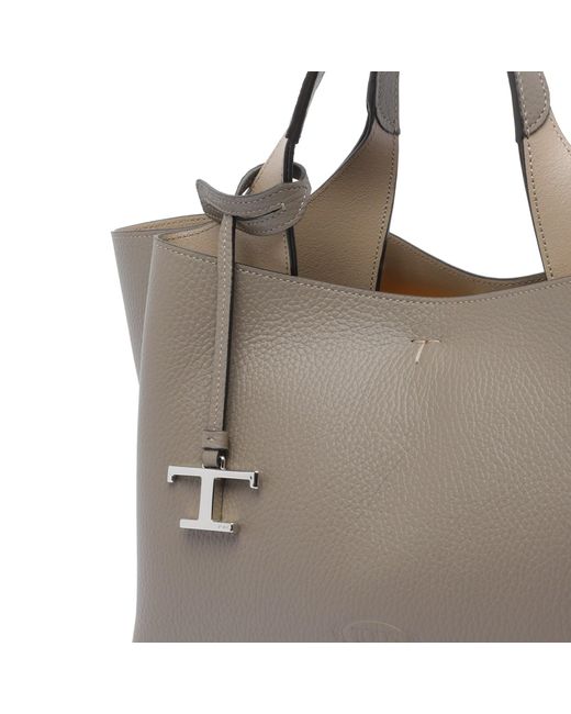Tod's Gray Mini Handbag With T Timeless Charm