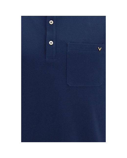 Valentino Garavani Blue Cotton Polo Shirt for men