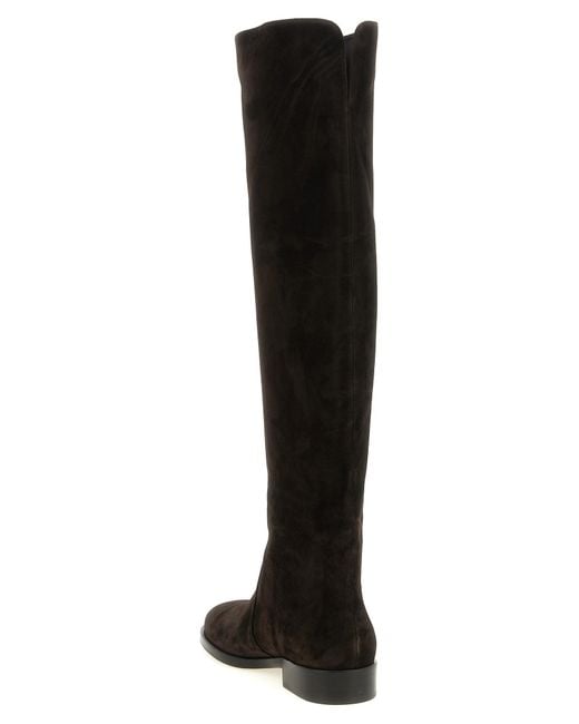 Gianvito Rossi Black Suede Leather Over The Knee Shoe