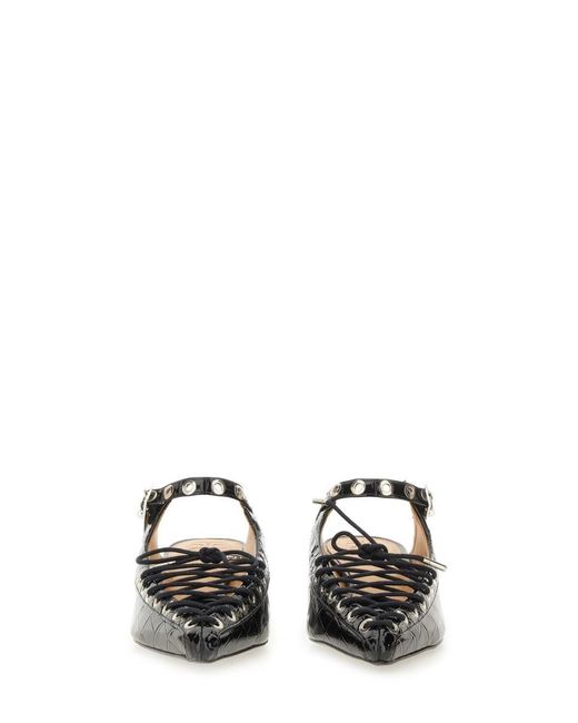 Ganni Black Mule Lace-Up