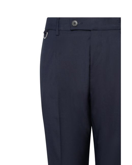 Low Brand Blue Slim Carrot-Fit Virgin Wool Trousers With Single Front Pleat for men