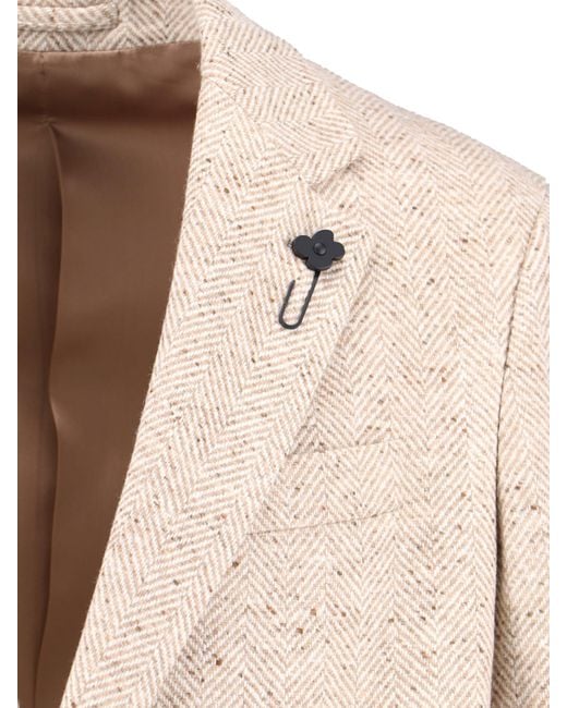 Lardini Natural Single-Breasted Virgin Wool Coat for men