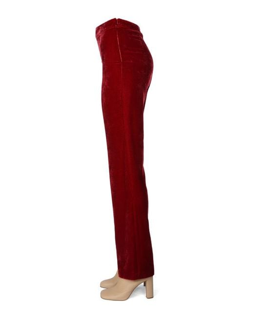Boutique Moschino Red Panne Velvet Pants Viscose Trousers