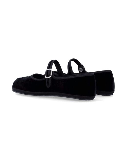 DROGHERIA CRIVELLINI Black Fu-Tabi Velvet Cayman Flat Shoes