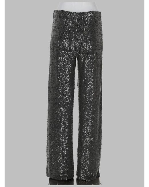 P.A.R.O.S.H. Gray Straight Sequin Trousers Polyamide