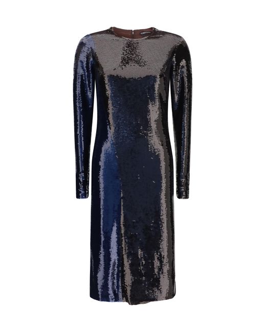 Tom Ford Black Dress Two-Tone Sequin Royal- Polyamide