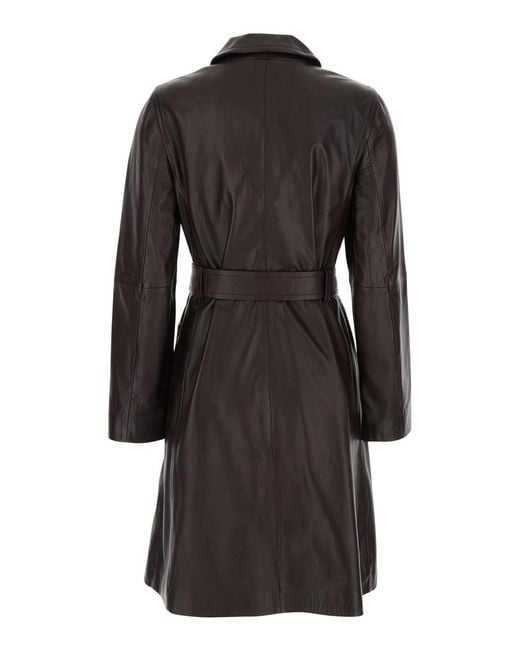Max Mara Black Single-Breasted Jacket Amaca Leather Lamb Coat