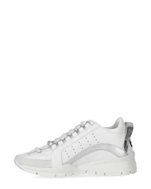 DSquared² White Logo Embroidered Lace-Up Sneakers