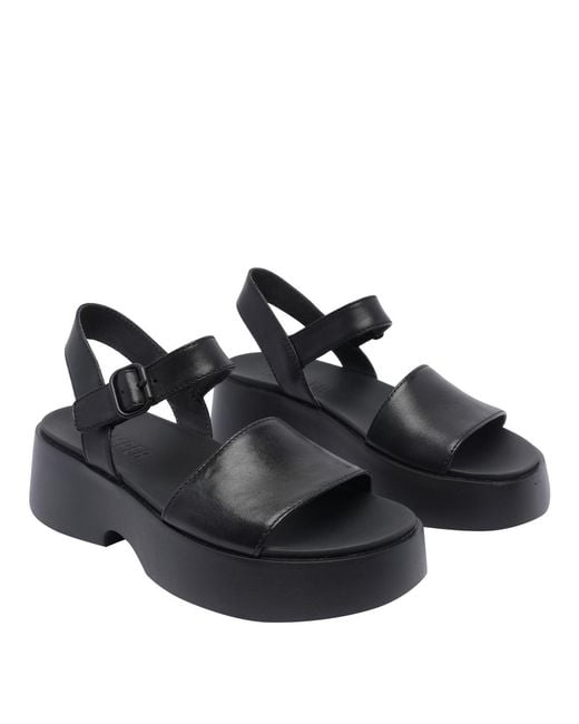 Camper Black Sandals Calf Leather/Rubber Sole