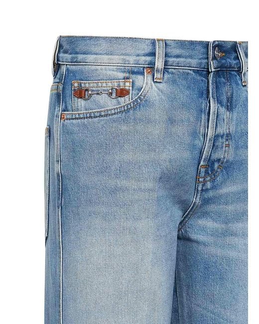 Gucci Blue Light Flared Cotton Denim Jeans