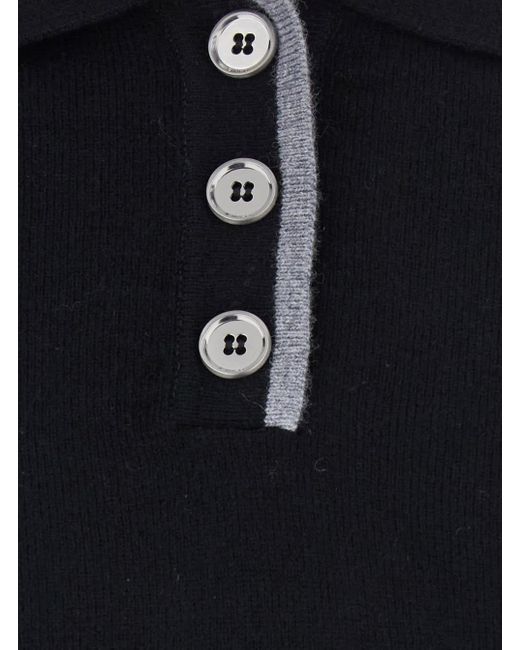 Pinko Blue Polo Shirt With Logo Patch On The Front And Ribbed Details