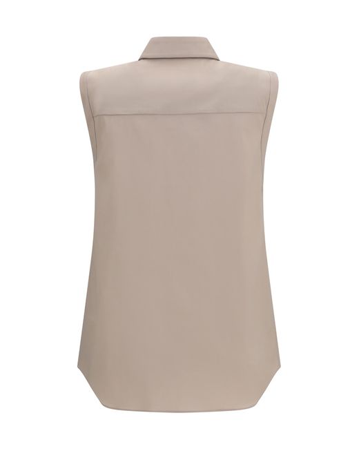 Brunello Cucinelli Brown Sleeveless Shirt Cotton; Polyamide; Elastane
