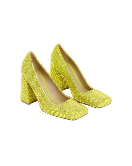 Bottega Veneta Yellow Gem-Embellished Square-Toe Pumps