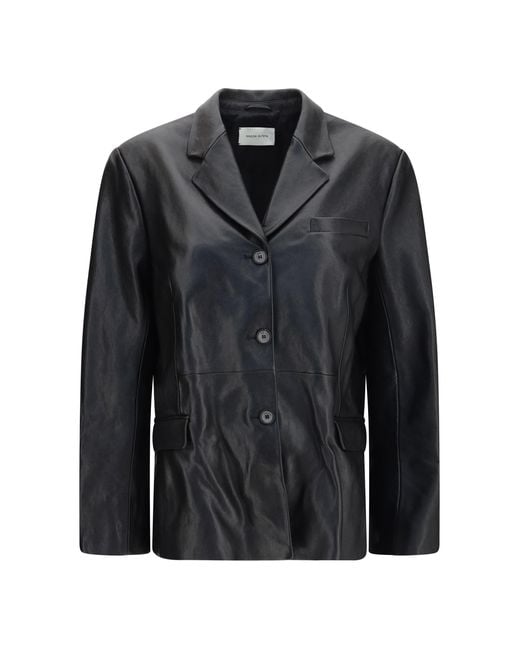 Magda Butrym Blue Leather Blazer Sheep Blazers