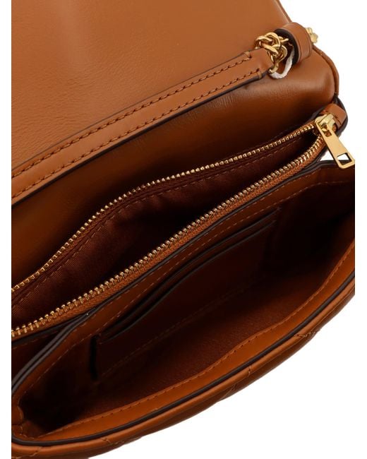 Tory Burch Brown Kira Matelassé Leather Shoulder Bag
