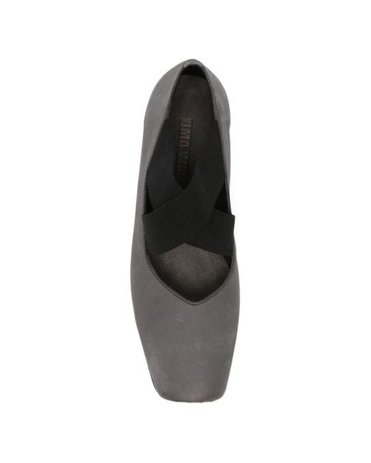 Uma Wang Black Flat Shoes Grigio Outer: Calf Leather