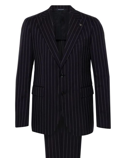 Tagliatore Blue Dark Pinstriped Single-Breasted Wool Suit for men
