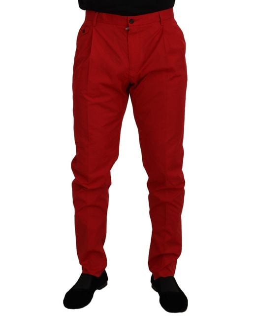 Dolce & Gabbana Red Elegant Slim Fit Crimson Chinos for men