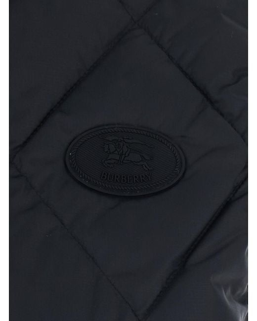 Burberry Blue Sleeveless Down Jacket Cheswick Polyamide Puffer