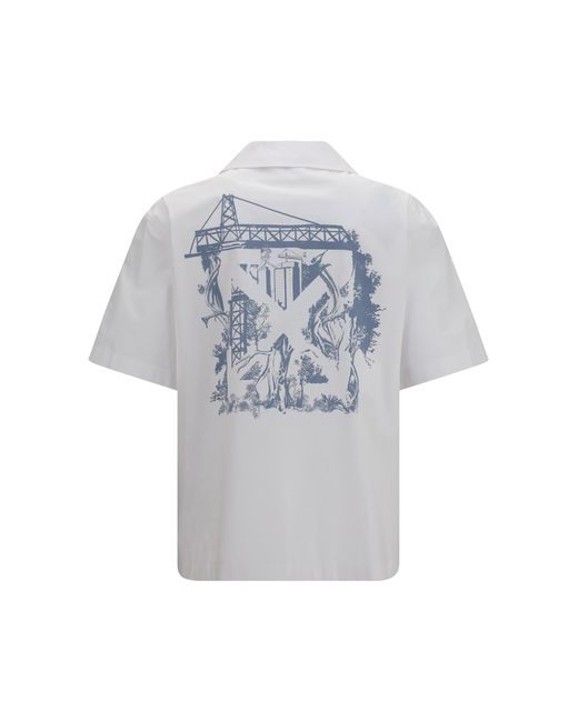 Off-White c/o Virgil Abloh Gray City Nature Bowling Shirt Cotton for men