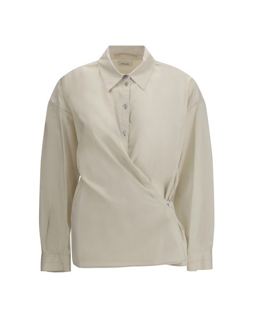 Lemaire White Cotton Blend Shirt Cotton; Silk