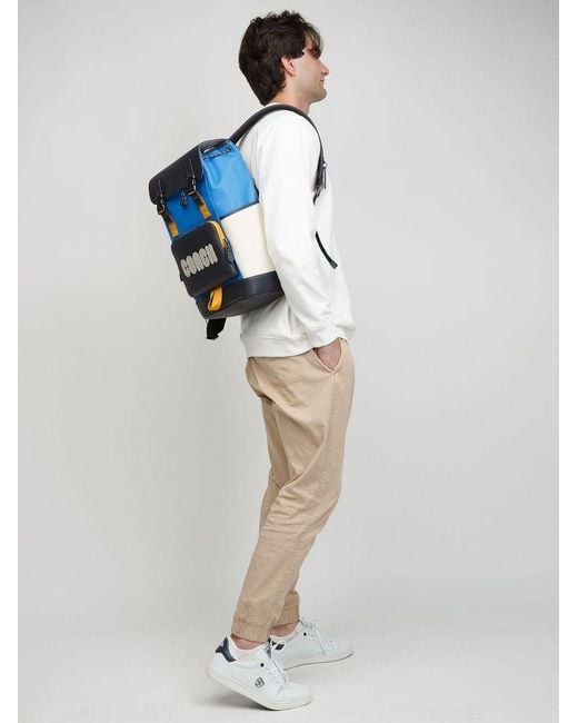 COACH Blue Backpack-Bright-Chalk- Coated Canvas Bags Backpacks