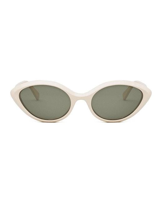 Céline White Sunglasses Cat Eye Full Rim, Shiny Milky Peach With Glitter Frame And Lens Cl40264U59E