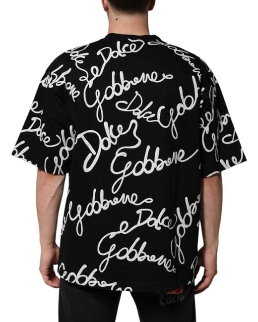 Dolce & Gabbana Black Logo Print Short Sleeve Tee for men