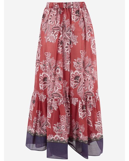 Etro Red Cotton And Silk Conna With Paisley Pattern