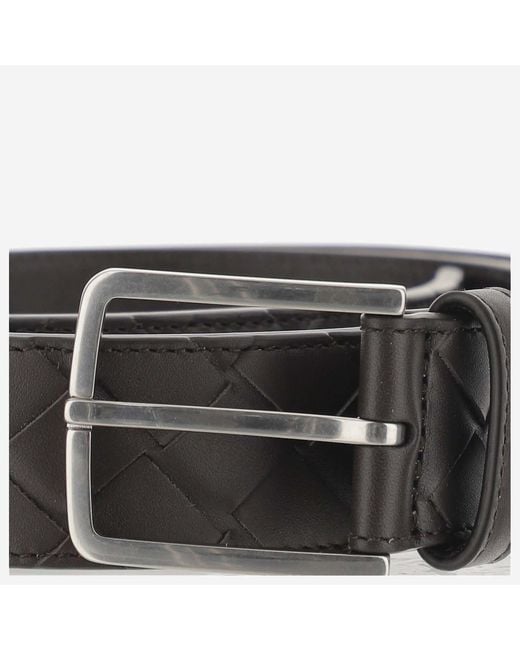 Bottega Veneta White Leather Belt Intreccio Calfskin for men