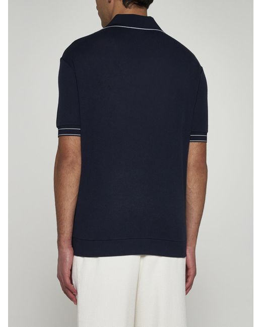 Giorgio Armani Blue Viscose & Wool Polo Shirt for men