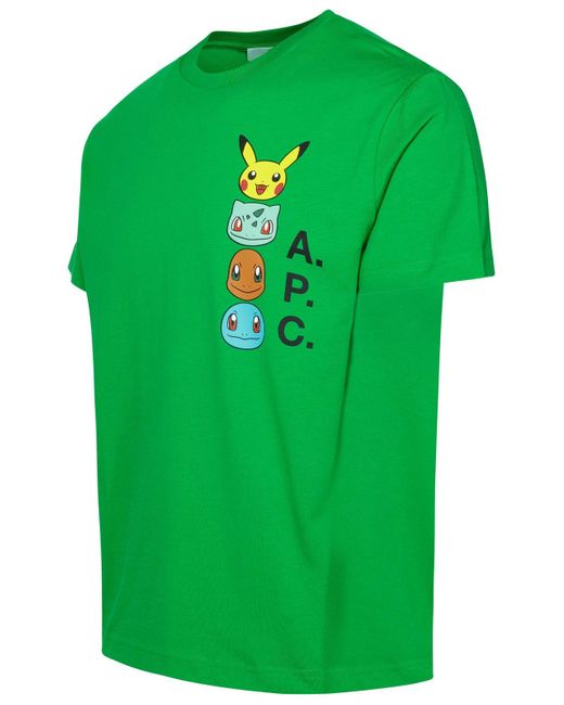 A.P.C. 'pokémon The Portrait' Green Cotton T-shirt for men