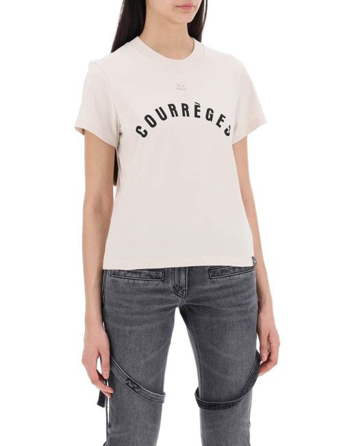Courreges Multicolor Logo Printed Crewneck T-Shirt