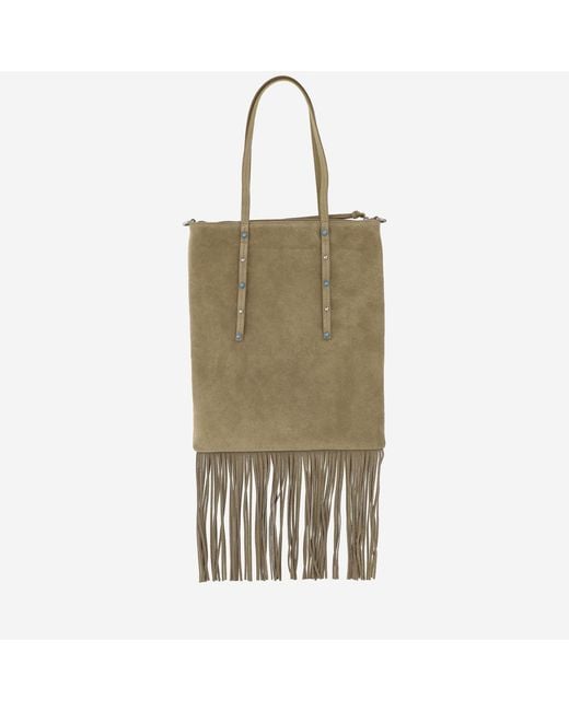 Pinko Green Suede Shopping Bag Leather Tote