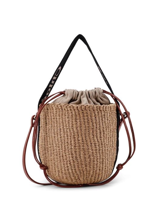 Chloé Brown Woody Raffia Bucket Bag