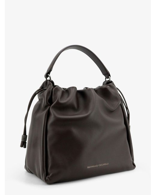 Brunello Cucinelli Black Shoulder Bag Mellow Leather
