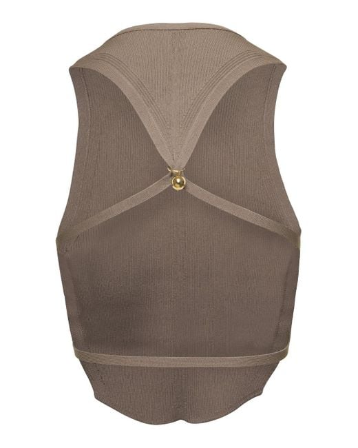 Philosophy Di Lorenzo Serafini Brown Knit Top With Charm And Open Back