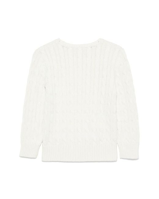 Polo Ralph Lauren White Sweater Cable-Knit Cotton Pony Embroidery Tops for men