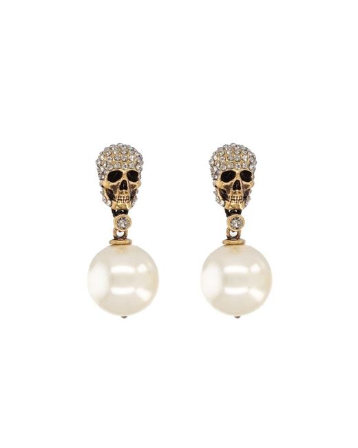 McQueen Women's Skull Earrings With Pavã