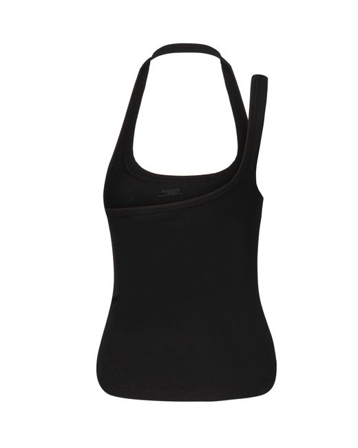 Courreges Black Tank Top With Asymmetrical Buckle