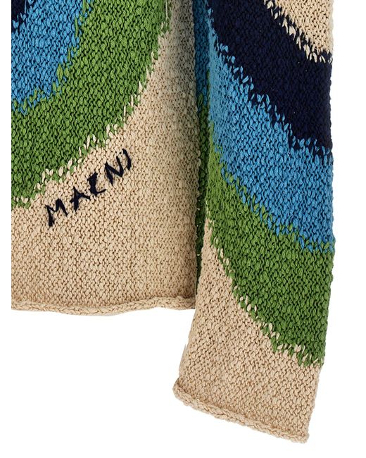 Marni Blue Patterned Hooded Sweater Sweater, Cardigans for men